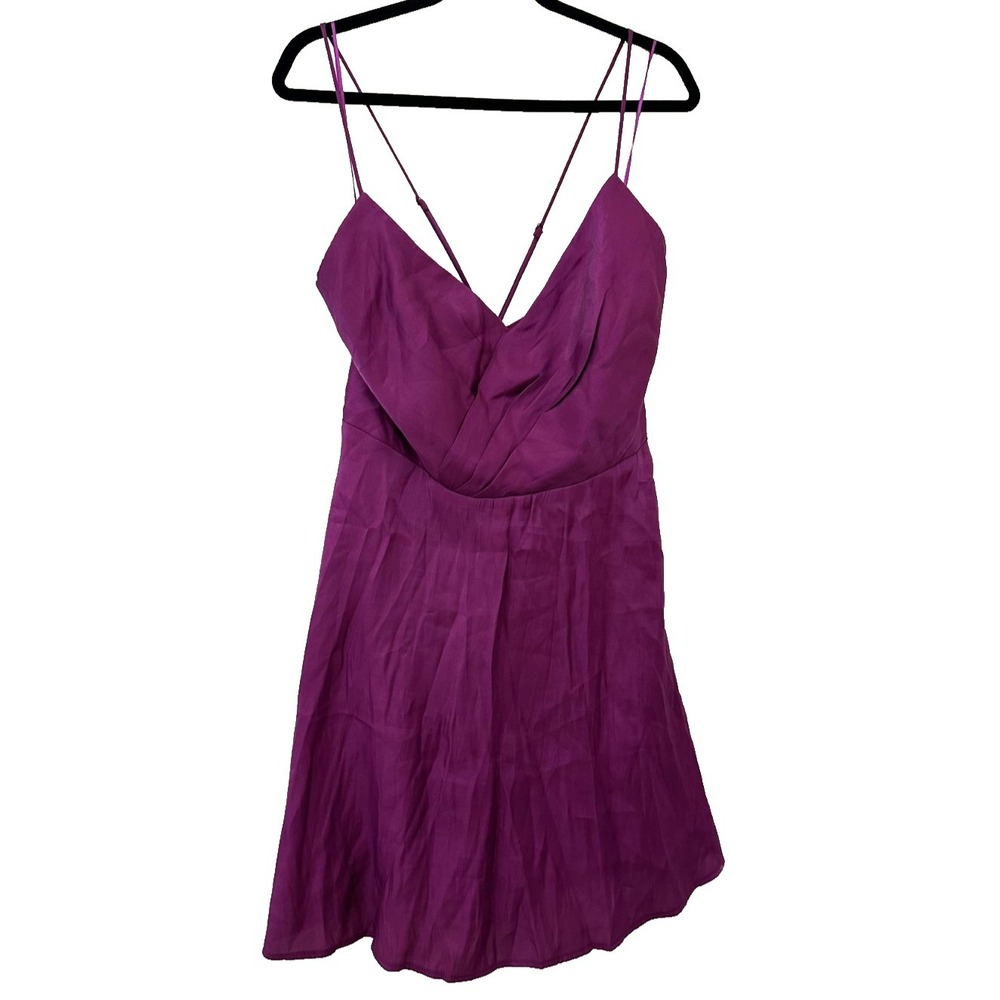 Fashionnova Womans Purple Satin Mini Babydoll Dress Strappy Size 2X Event Prom